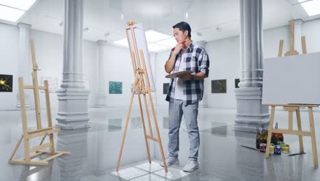 pintura de un artista en una galería