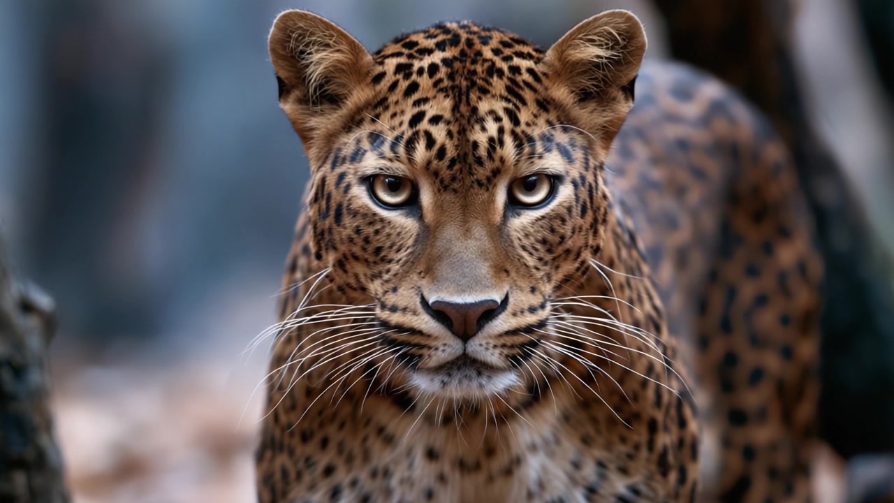 Fesselnde Begegnung: Ein majestätischer Leopard verweilt in seinem natürlichen Lebensraum und strahlt Anmut und Kraft mit seinen markanten Merkmalen und seinem intensiven Blick aus.