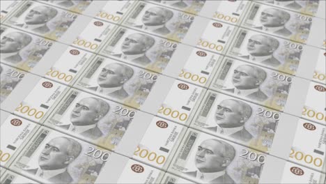 2000 serbian dinar banknotes printed by a money press