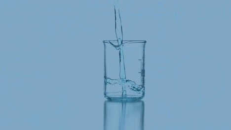 animation of liquid falling into beaker on white background