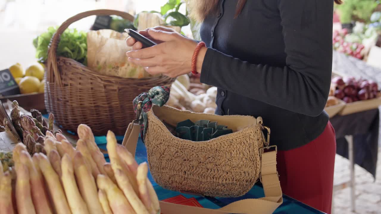 Payment gesture, spring produce, natural tones