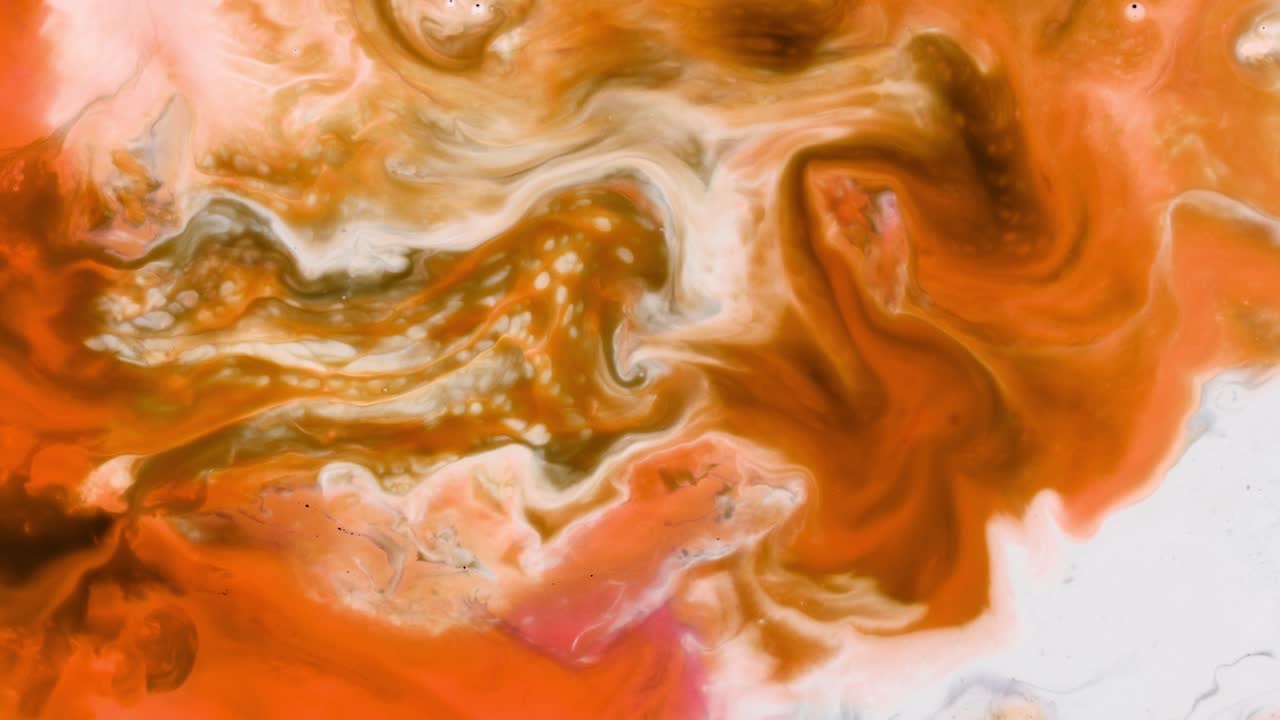 Arte liquida astratta - Colori a inchiostro - Arancione e bianco, UHD.