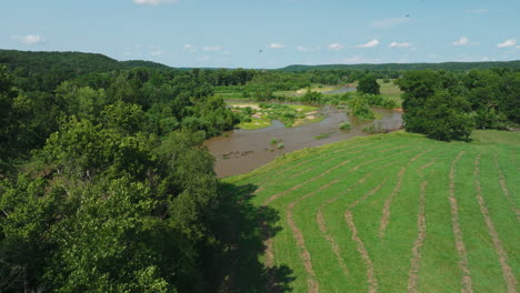 illinois river meandering amid greenery in picturesque landscape of arkansas in usa