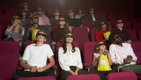 audience in cinema watching 3d film shot on r3d