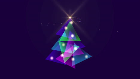 animación de un árbol de navidad púrpura brillante y decoraciones de navidad sobre un fondo púrpura