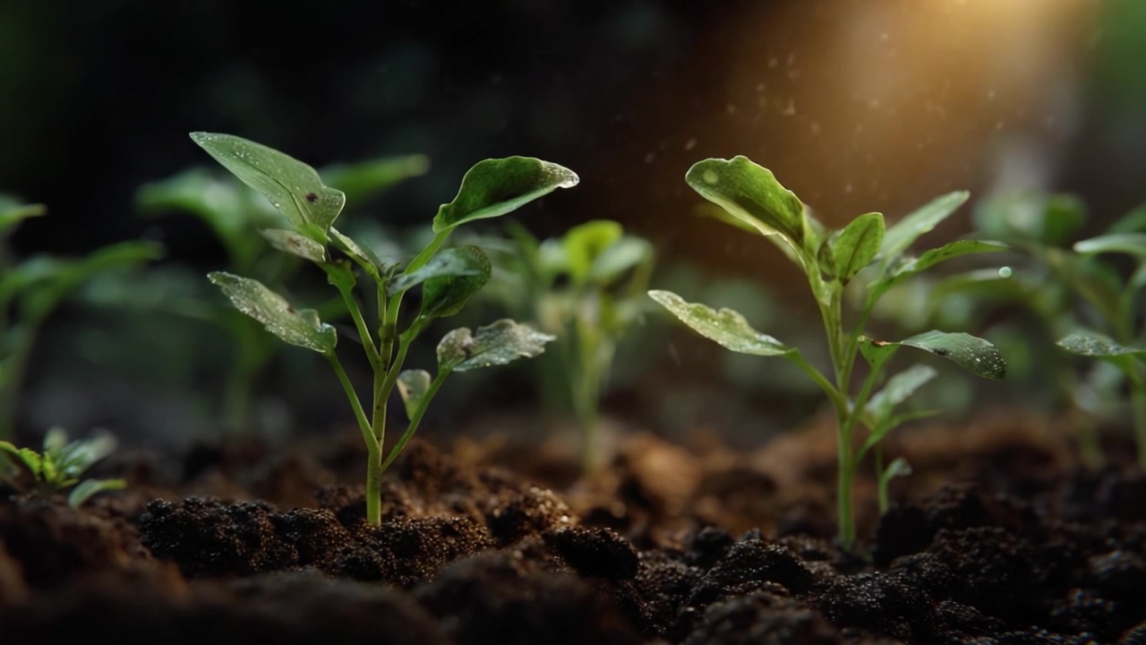 Nurturing Growth: Close-Up Imagery of Sprouting Seedlings in Rich Soil Under Gentle Light, Showcasing Nature’s Beauty and the Process of Plant Development