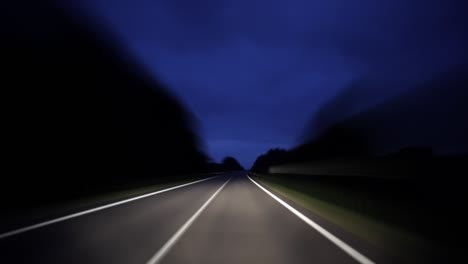 rural road travel at night, time-lapse