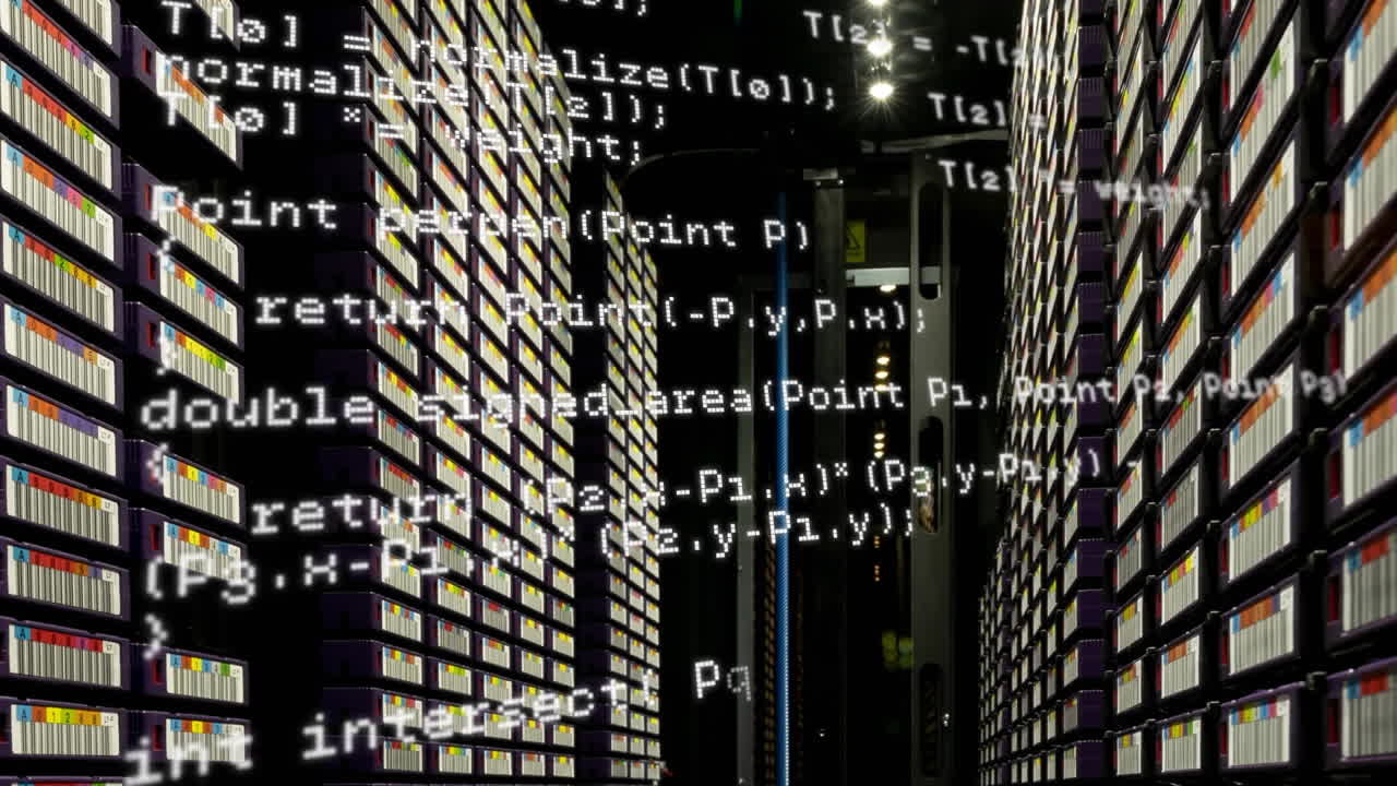 Animation of data processing over server room