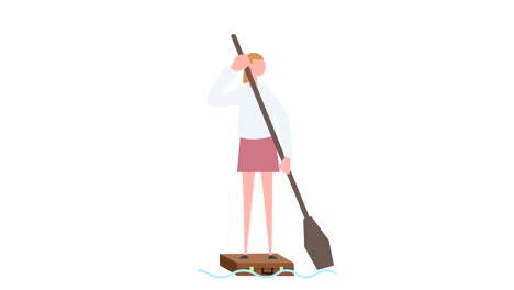 animación de personajes de mujeres coloridas. niña navega en una situación de maletín