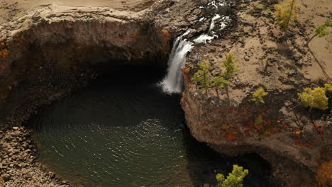 Daytime-Aerial-view-of-Orkhon-waterfall-in-mongolia