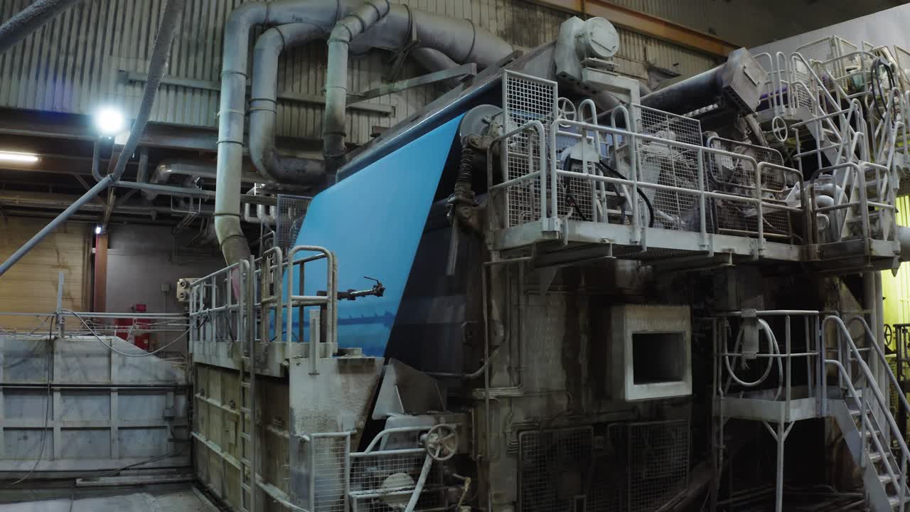 Machinery in paper towel manufacturing factory of France.