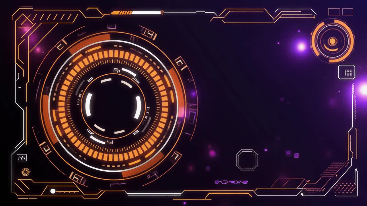 Futuristic Digital HUD Interface Animation with Glowing Elements