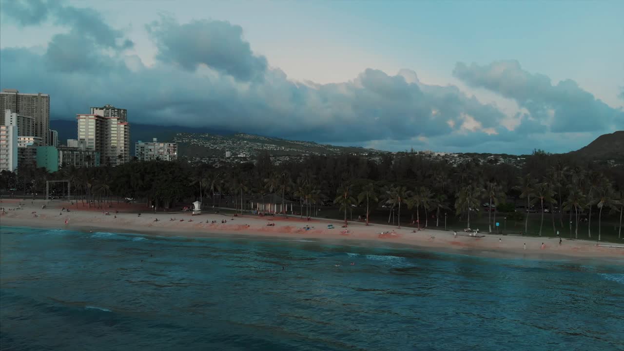 하와이 호놀룰루의 공중 드론 영상