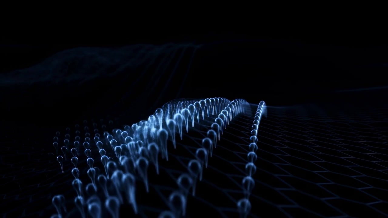 Digital waves repeating pattern of digital waveforms, in abstract digital environment, with digital waveforms, with digital texture, from a static perspective perspective, with blue, black accents.
