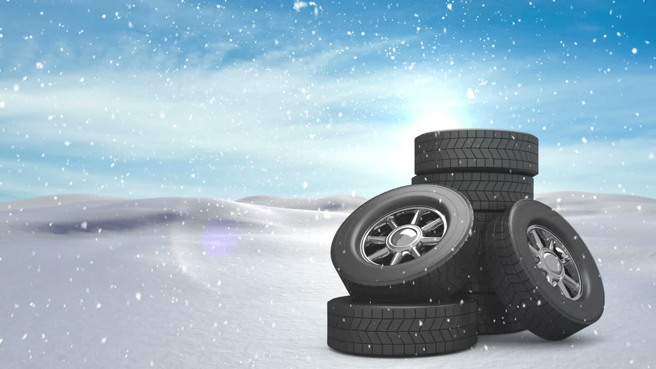Wheels with animated snowfall