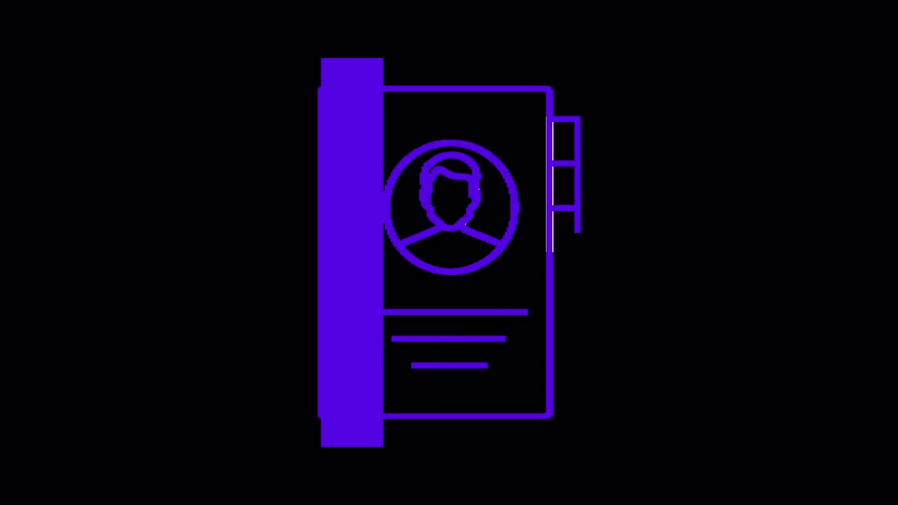 Animated Drawing of a Purple Contact Book Icon