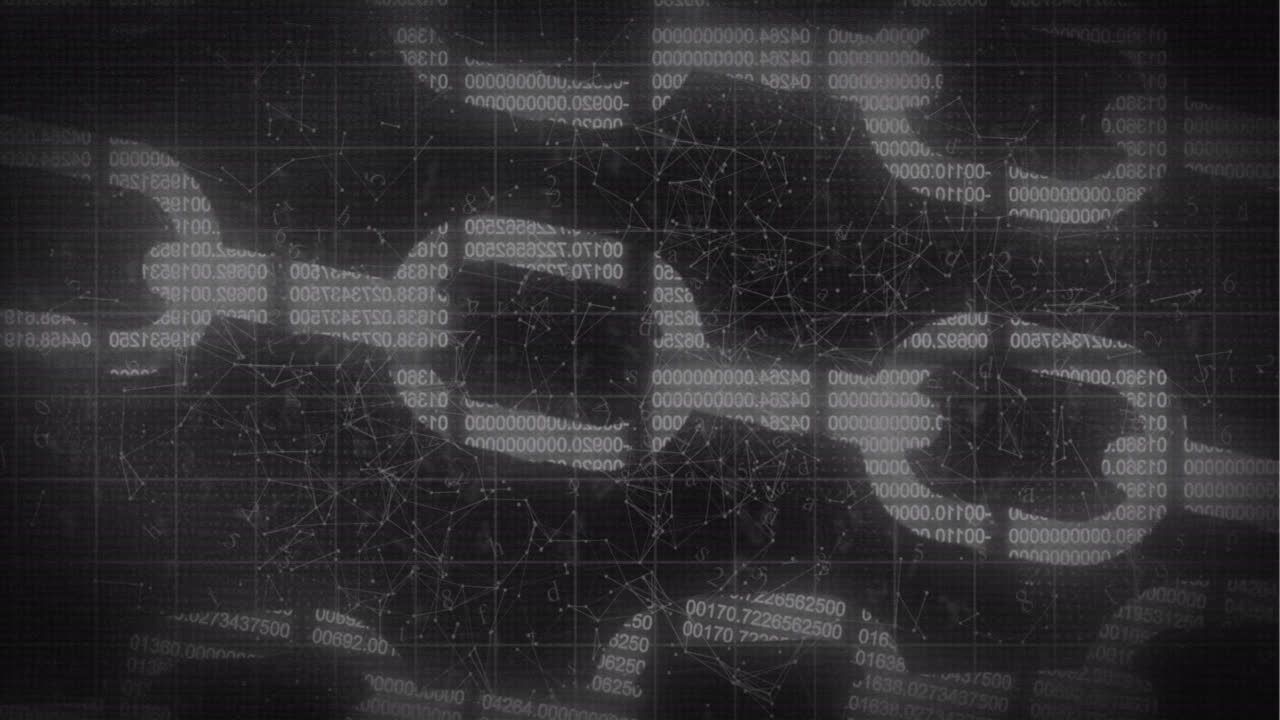 animación de la cadena de seguridad en línea y procesamiento de datos en fondo negro