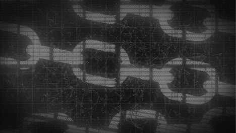 animation of online security chain and data processing on black background