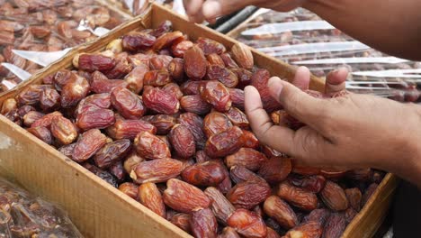 many date fruits display for sale at local market