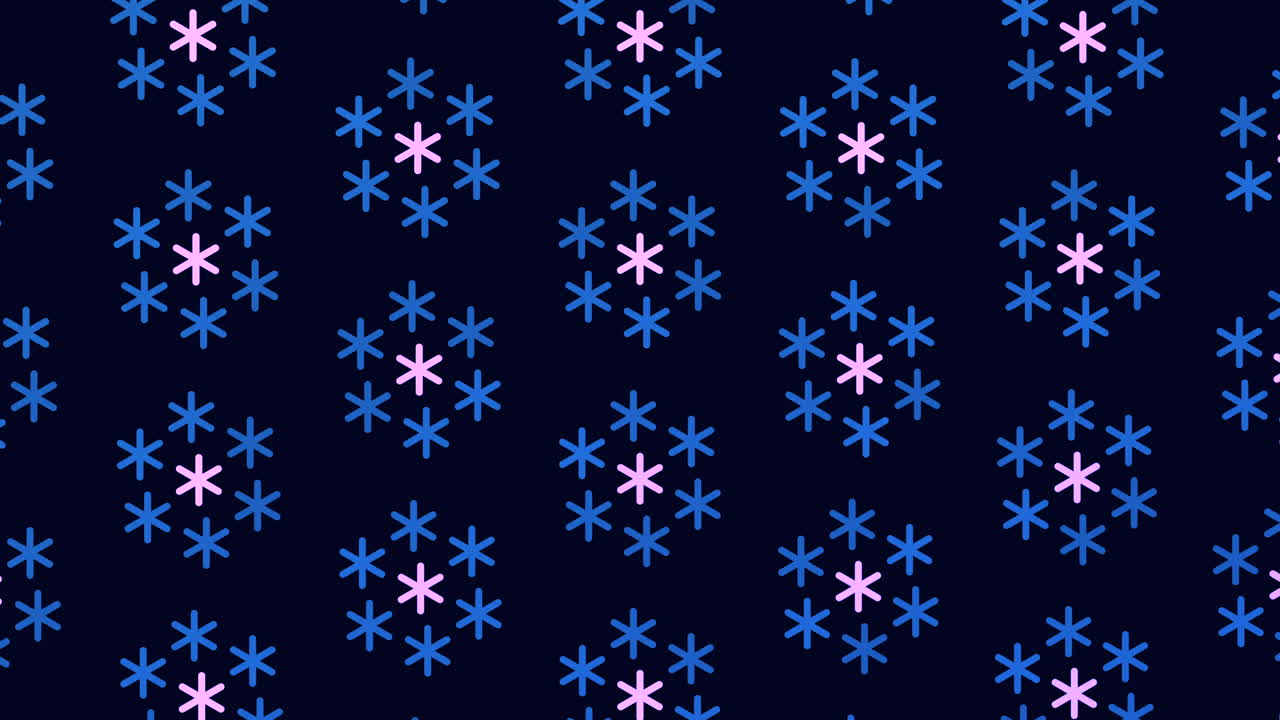 Abstract neon snowflakes pattern