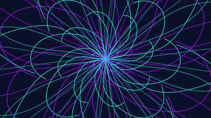 Fundo Abstrato em Movimento com Linhas de Néon Rotativas