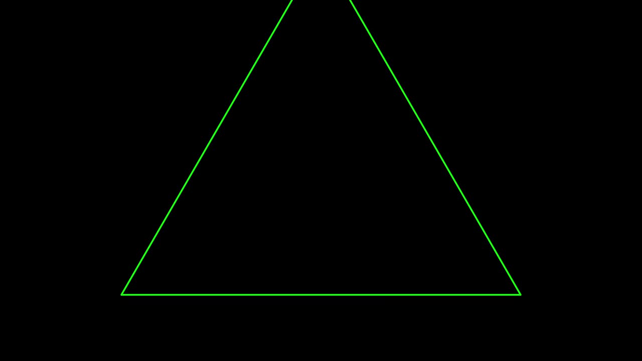 fondo negro y múltiples triángulos en movimiento, acercarse y alejarse repetidamente