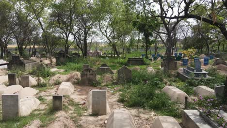 drone camera view of muslim cemeteries and graves in pakistan, muslim graveyard