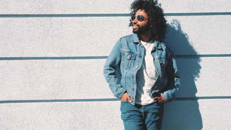 stylish man in denim jacket