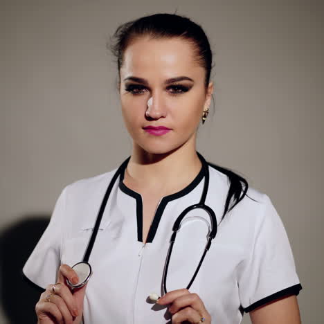 female doctor holding a stethoscope. concept healthcare.