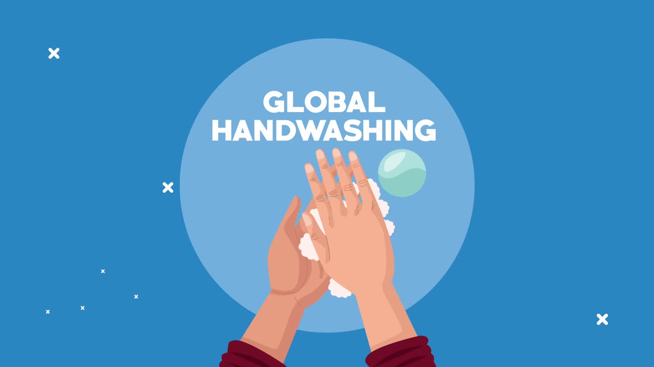 세계적인 손 기 글 애니메이션 손과 거품