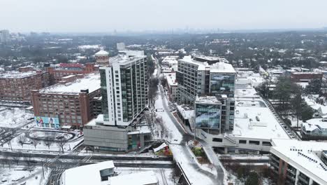 static aerial shot of the beltline and ponce in atlanta on january 10th 2025.