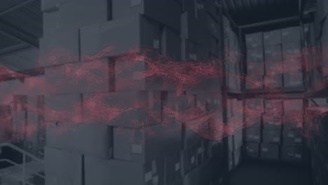 animación de los datos ondulando sobre el almacén