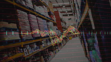 animation of data processing over empty warehouse