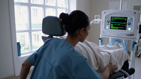 patient receiving ventilator treatment