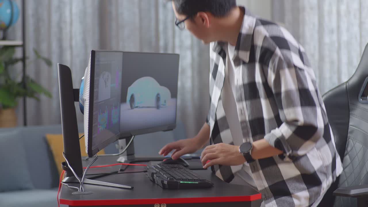 3d 자동차 디자인을 작업하는 사람