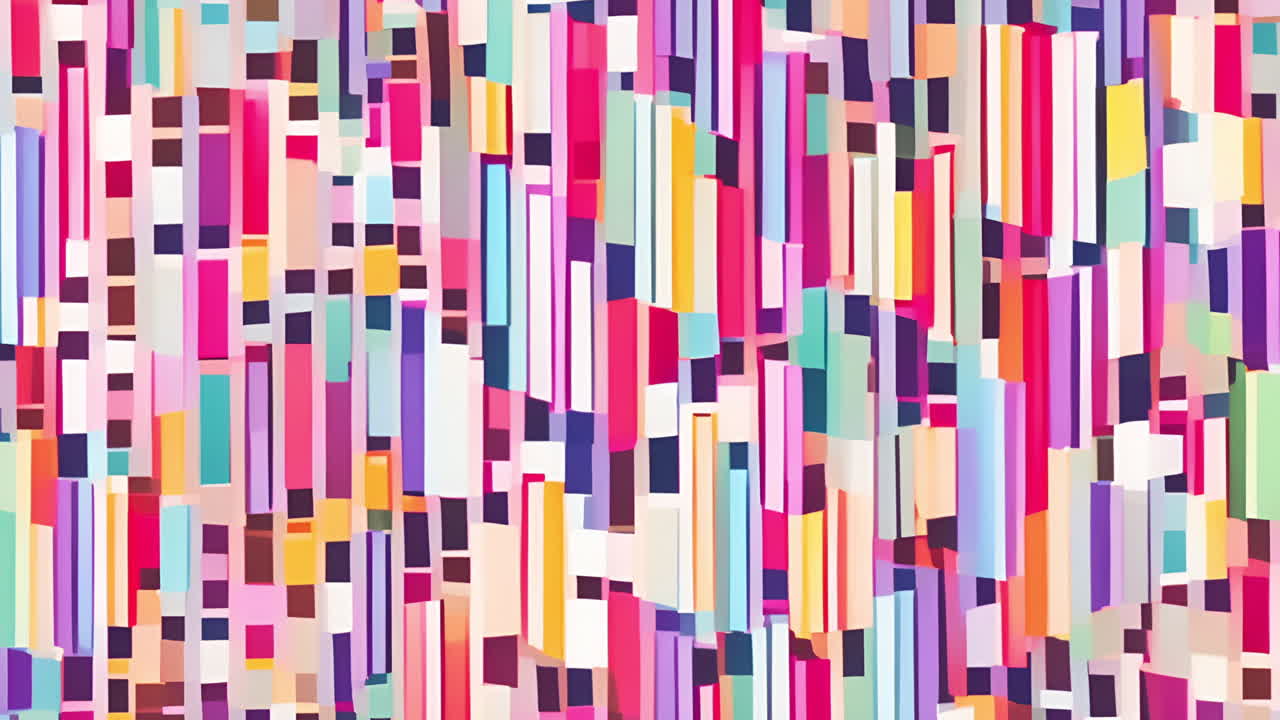 Moving vertically, colorful geometric shapes in abstract animation