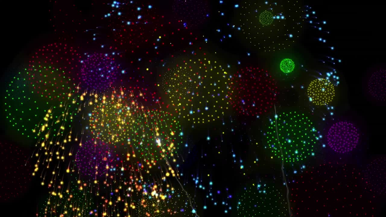 animación de fuegos artificiales sobre un fondo negro