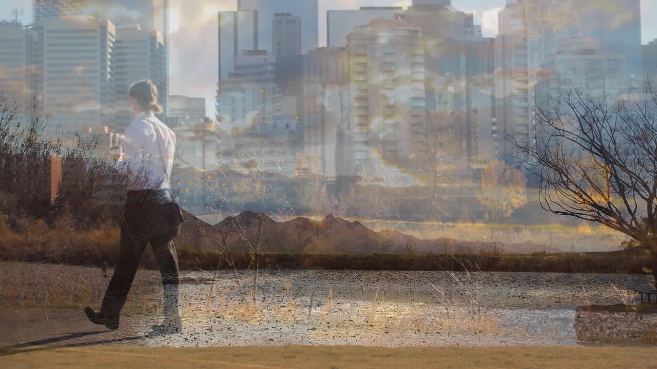 이동 중인 바쁜 직업인