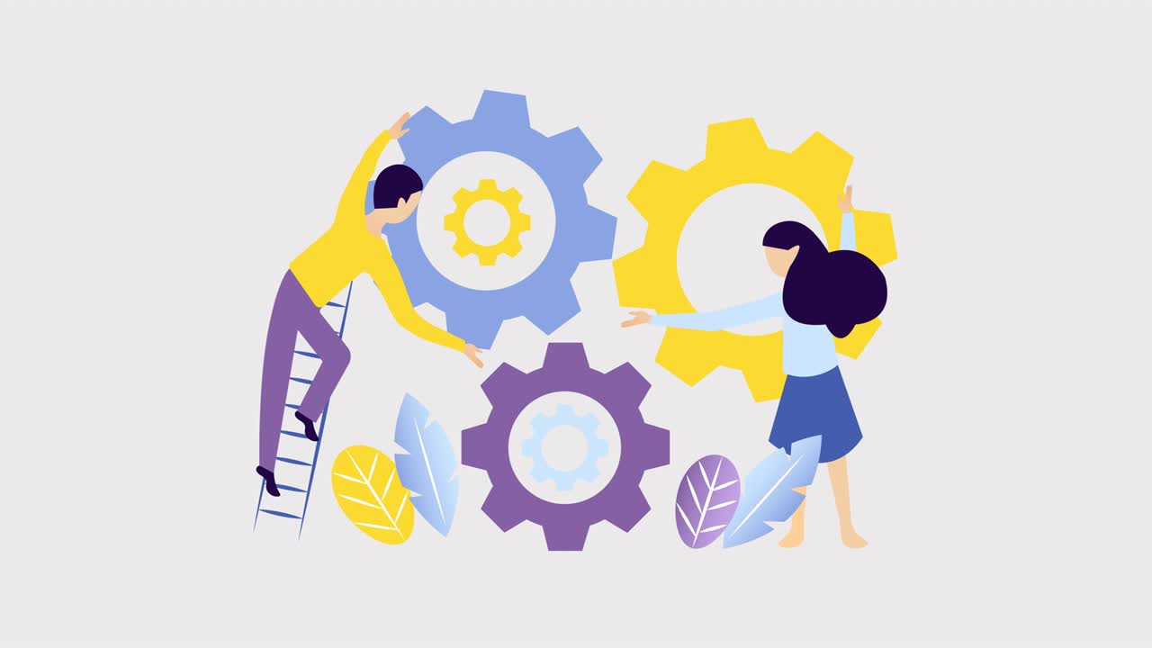 두 사람이 기어를 돌리는 팀워크, 연합된 공동체