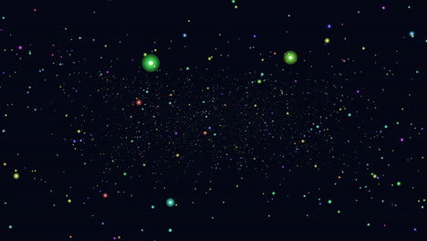una deslumbrante variedad de puntos flotantes de colores vibrantes sobre un fondo negro