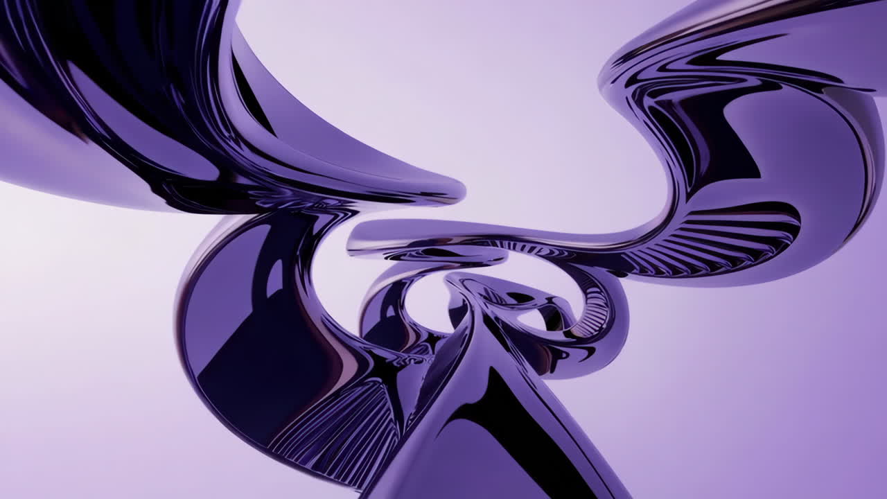 Abstract Purple Metallic Fluid Shapes