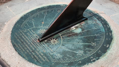 south african floor sun dial, high angle panning shot