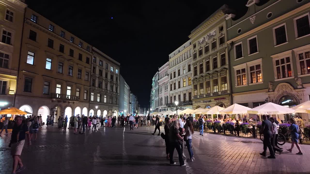 Nightlife in a Historic European City Square