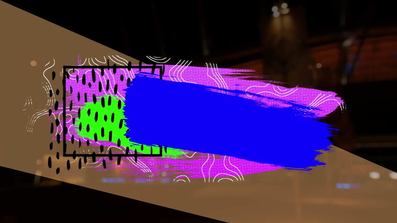 animación de formas coloridas sobre un fondo borroso