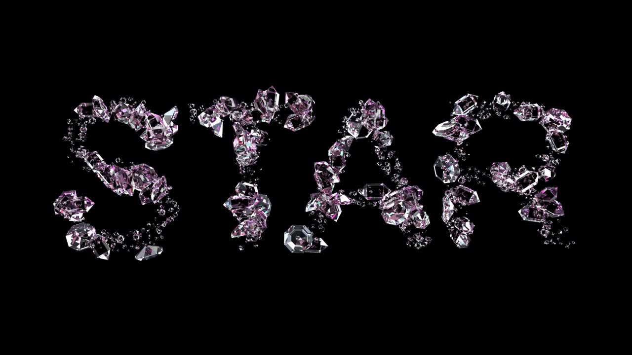 - 빛나는 다이아몬드로 만든 별 텍스트, 고립 - 루프 비디오