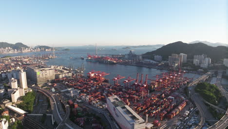 container port in hong kong on a sunny day