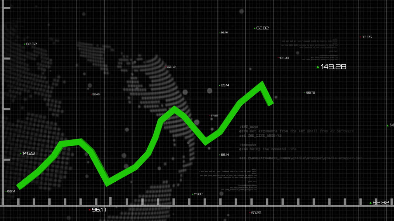 animación del procesamiento de datos estadísticos a través de la red de red contra el globo giratorio.