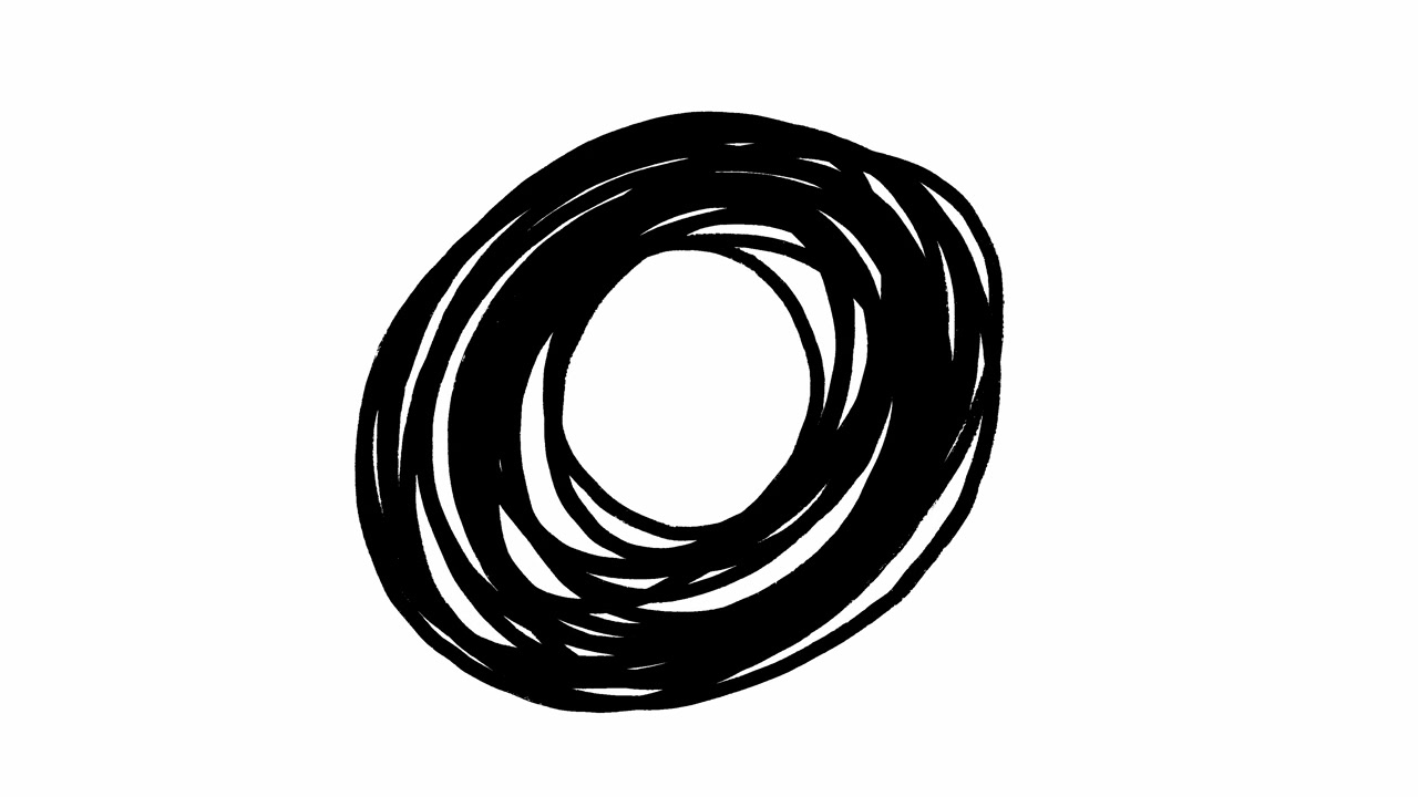 Loop ovale nero animato con scarabocchi disegnati a mano