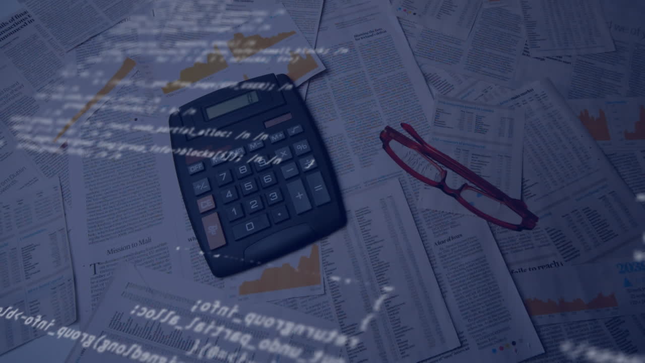 animación del procesamiento de datos a través de una calculadora antigua