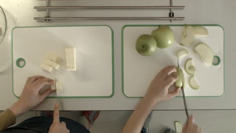 preparing apples and cheese